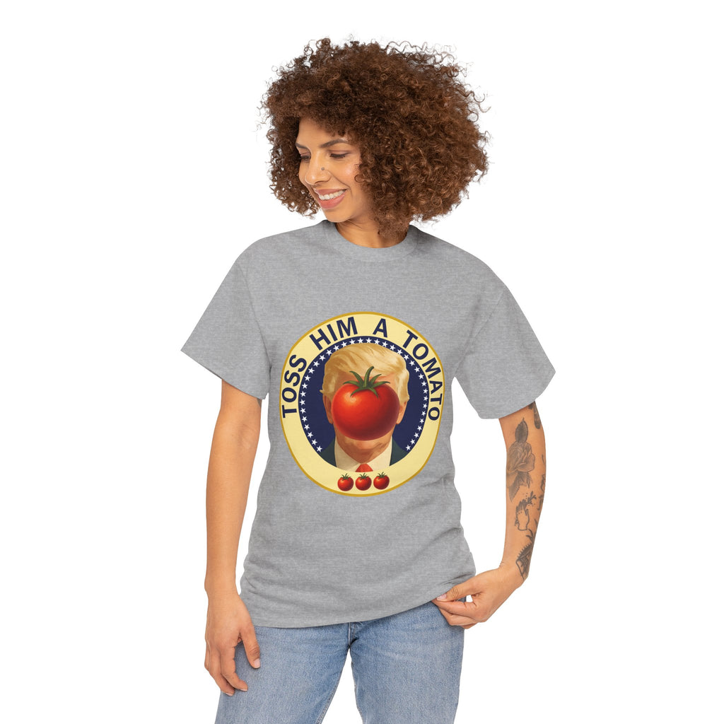 Tomato Toss Tee — "Toss Him a Tomato" Vintage Produce Graphic T-Shirt