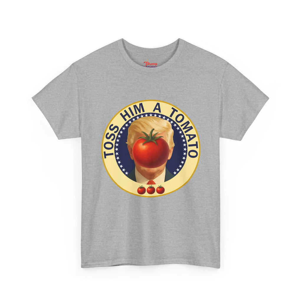 Tomato Toss Tee — "Toss Him a Tomato" Vintage Produce Graphic T-Shirt