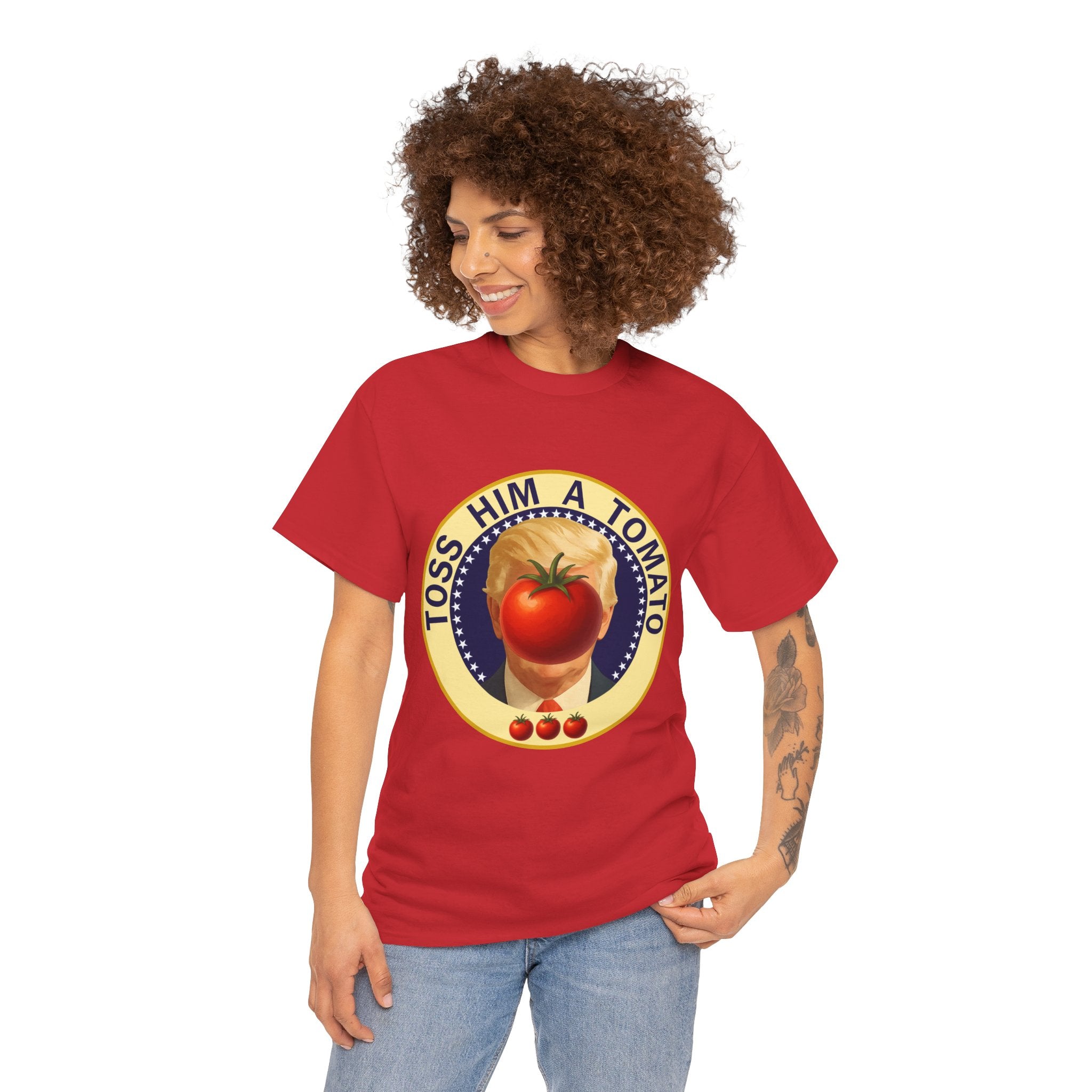 Tomato Toss Tee — "Toss Him a Tomato" Vintage Produce Graphic T-Shirt