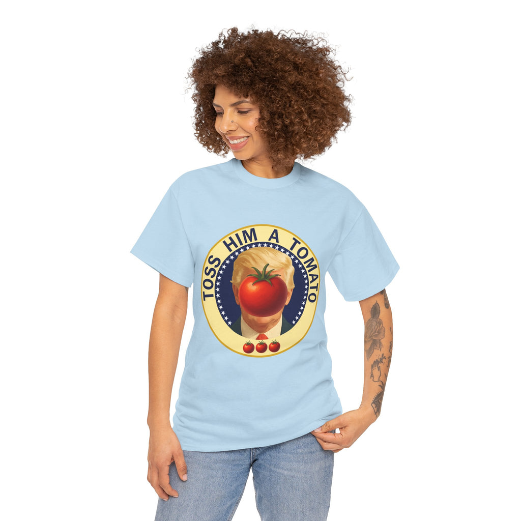 Tomato Toss Tee — "Toss Him a Tomato" Vintage Produce Graphic T-Shirt